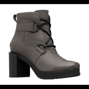 Sorel Margo Gray Lace-Up Heel Bootie